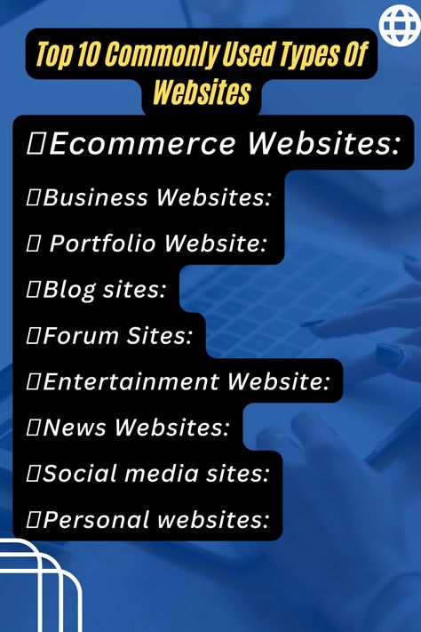 Top 10 Commonly Used Types Of Websites Computer Learning, Types Of Websites, Small Business Start Up, Create A Website, Business Startup, Computer Programming, Ecommerce Website, Start Up Business, Wordpress Website