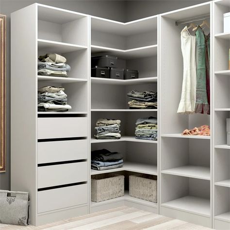 Corner Wardrobe Closet, Wardrobe Shelving, Bedroom Storage Ideas, Corner Closet, Armoire D'angle, Bedroom Built In Wardrobe, Dressing Design, Corner Wardrobe, Bedroom Cupboard