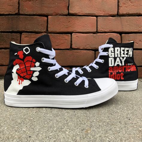 Wen Design Heart Grenade Slogan Green Day Canvas Hand Painted Sneakers Painted Sneakers, Arte Punk, Birthday Stuff, Cute Nike Shoes, High Top Sneaker, Cute Nikes, Mens High Tops, Painted Canvas, Sneaker Shoes