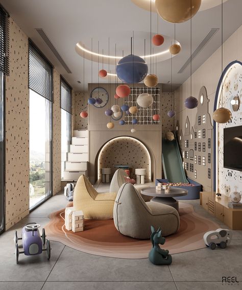 Games room :: Behance Living Room Playground, Kids Lounge Room Ideas, Big Kids Playroom Ideas, Kids Hangout Room Ideas, Game Room For Kids, Gaming Room Interior Design, Dream Game Room, Large Playroom, Kids Playroom Design