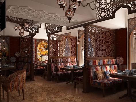 Moroccan Restaurant Interior, Resturant Interior, Restaurant Design Rustic, Resturant Design, Moroccan Restaurant, Restaurant Design Inspiration, Arabic Decor, Coffee Shop Interior Design, Restaurant Seating