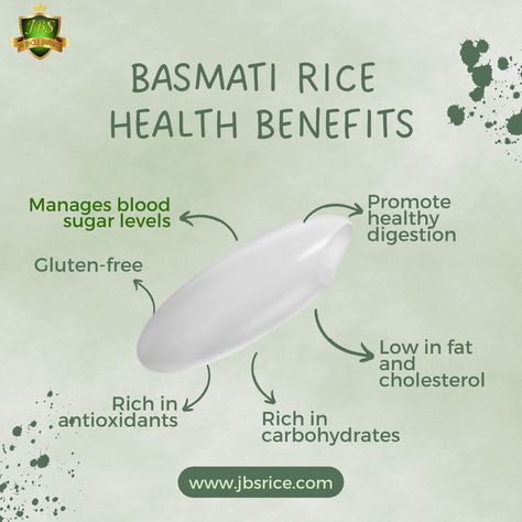 Did you know that Basmati Rice packs a punch when it comes to health benefits? 🌾🌱 Explore this infographic to unearth the nutritional treasures of Basmati Rice and fuel your well-being! 🌟✨ #JBS #JBSRice #Rice #RiceBrand #ChefChoice #BasmatiRice #HealthBenefits #NutritionFacts #Superfood #Wellness #FoodieFinds #HealthyEating #DeliciousDishes #RiceLover #FoodFacts #InfographicInspiration Jasmine Rice Benefits, Jasmine Rice Benefits Health, Different Rice Types, White Rice Benefits, Brown Rice Benefits Health, Basmati Rice Benefits, Benefits Of Brown Rice, Rice Benefits, Rice Nutrition Facts