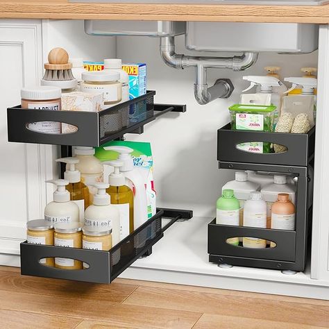 Amazon.com - Under Sink Organizer, 1 Pack Under Sink Organizers and Storage, 2 Tier Metal Pull out Cabinet Organizer for Bathroom, Kitchen, Pantry, Closet Slide out Cabinet Storage Organization Drawer Shelves Under The Sink Organization Kitchen, Organize Under Bathroom Sink, Bathroom Sink Organizer, Slide Out Shelf, Bathroom Under Sink Organization, Under Sink Drawer, Under Bathroom Sink, Under The Sink Organization, Kitchen Drawer Organizer