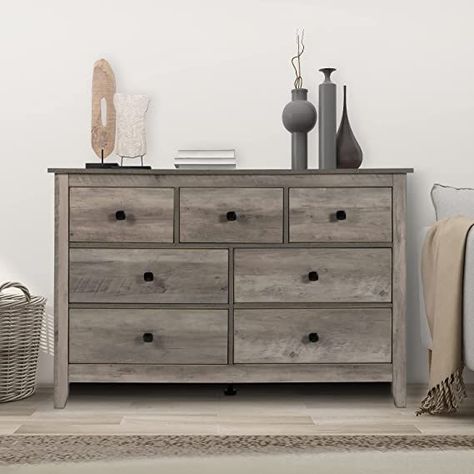 Nightstand Ideas Farmhouse, Dresser Nightstand Ideas, Farmhouse Dressers, Dresser And Nightstand Set, Rustic Style Bedroom, Matching Bedroom Set, Gray Storage, Cabinet For Bedroom, Dresser Organizer