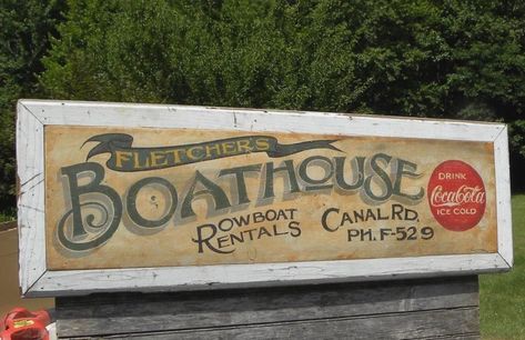 Rowing Club, Trade Sign, Vintage Boats, Hand Painted Decor, Fishing Bait, River Boat, Store Signs, Hand Painted Signs, Rowing