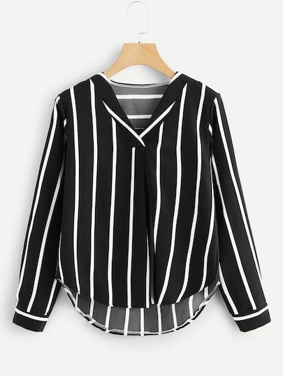 Dip Hem Blouse, Striped Shirt Women, Tops And Blouses, Casual Shirt Women, Hem Blouse, Striped Long Sleeve Shirt, Stripe Shirt, Casual Tops For Women, Girls Fashion Clothes