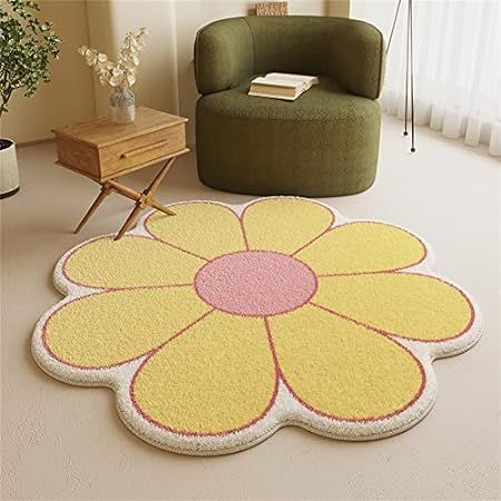 Morbuy Petal Area Rugs Flower Shaped Shaggy Rug Carpets Round Large Soft Short Pile Rugs Absorb Water Anti Slip Bath Floor Mat for Bedroom Kids Room Living Room Nordic Decor (140cm,Yellow) Rugs Flower, Mat For Bedroom, Living Room Nordic, Flower Rug, Plush Area Rugs, Nordic Decor, Fluffy Rug, Wicker Chairs, Bedroom Kids