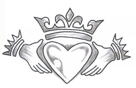 Friendship Hands, Claddagh Tattoo, Shamrock Design, Marquesan Tattoos, Three Hearts, Irish Claddagh, Celtic Heart, Sketch Tattoo Design, Crown Tattoo