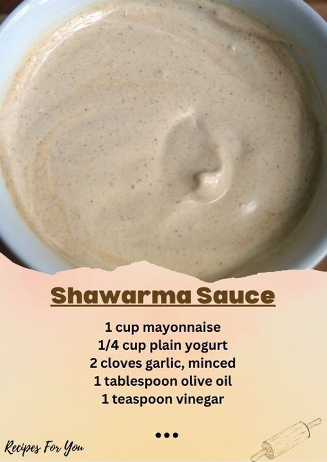 Shawarma Sauce Recipe, Shawarma Sauce, African Snacks, Shawarma Recipe, Picnic Dinner, Chicken Souvlaki, Homemade Cookbook, Homemade Sauce Recipes, Tastemade Recipes