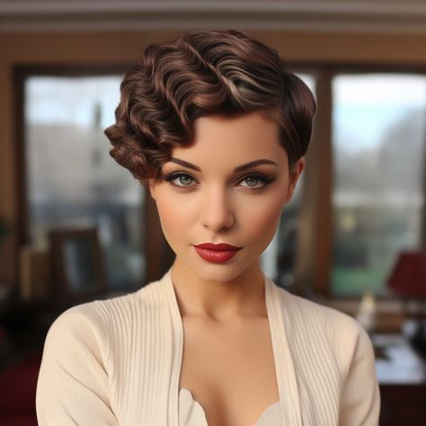 1920s Hair Short, Pin Curls Short Hair, Hairstyles 1920, Formal Hairdos, Gatsby Hair, Finger Wave Hair, Finger Wave, Hairstyles Braid, 1920s Hair