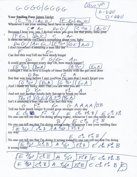 Your Smiling Face (James Taylor) Guitar Chord Chart - CApo 4th Fret Taylor Guitar, James Taylor, Guitar Chords And Lyrics, Guitar Chord Chart, Lyrics And Chords, Something About You, Smiling Face, Guitar Chords, Mandolin