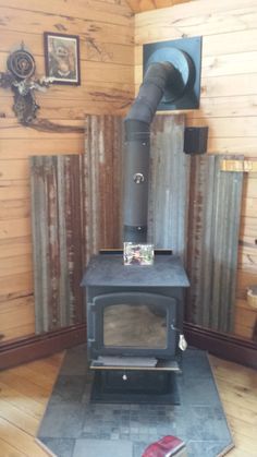 Corrugated tin heat shield | Wood Stove | Pinterest | Corrugated ... Heat Shield For Wood Stove, Wood Stove Heat Shield, Corner Wood Stove, Wood Stove Surround, Wood Stove Hearth, Wood Stove Wall, Diy Wood Stove, Barn Tin, Corrugated Tin