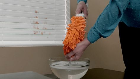 How to Clean (Even the Grimiest) Faux Wood Blinds | The Blinds.com Blog Cleaning Wood Blinds, Faux Blinds, Dusting Spray, Cleaning Blinds, Homemade Cleaning Solutions, Cleaning Tricks, Faux Wood Blinds, How Do You Clean, Cleaning Guide