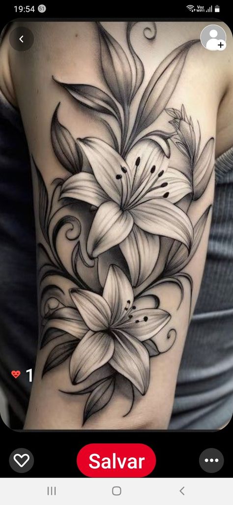 Realistic Lily Tattoo Design, Lilly Tattoo Stencil, Lily Hand Tattoo, Day Lily Tattoo, Cute Cover Up Tattoos For Women, Lily And Butterfly Tattoo, Lily Tattoo Stencil, Tattoo Lily Flower, Lily Tattoos For Women