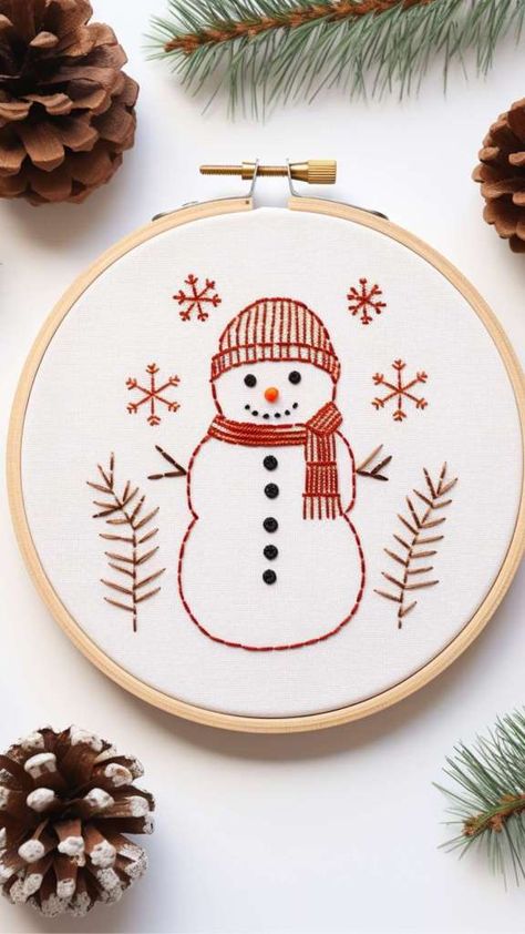 Christmas Embroidery Patterns Free, Free Christmas Embroidery Patterns, Embroidery Patterns Free Templates, Christmas Embroidery Ideas, Embroidery Floss Crafts, Embroidery Christmas Ornaments, Grub Hub, Snowman Embroidery, Embroidery Designs For Kids