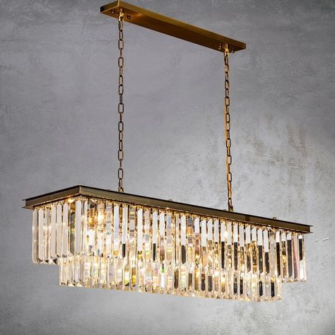 CraftHome 12-Light Mid-Century Modern Gold Fringe Crystal Chandelier for Dining Room - On Sale - Bed Bath & Beyond - 36899050 Chandelier Dining Room Crystal, Crystal Chandelier Dining Room, Glam Chandelier, Fringe Chandelier, Chandelier Store, Chandelier For Dining Room, Dining Chandelier, Rectangle Chandelier, Island Pendant Lights