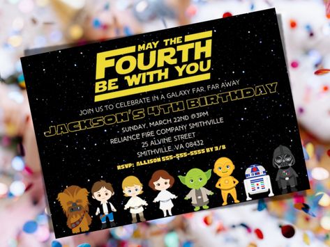 May The Fourth Birthday Party, Star Wars Third Birthday, Star Wars Fourth Birthday, May The Fourth Be With You Birthday, Star Wars 4th Birthday Party, May 4th Be With You Party Ideas, Fourth Birthday Theme Boy, Boy Fourth Birthday Party Ideas, May The 4th Be With You Birthday Party