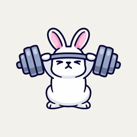 Sports Bunny vector image Bunny Vector, Zombie Drawings, Cat Gym, Sports Drawings, Create This Book, Gym Art, Fitness Art, Hello Kitty Drawing, Sport Illustration