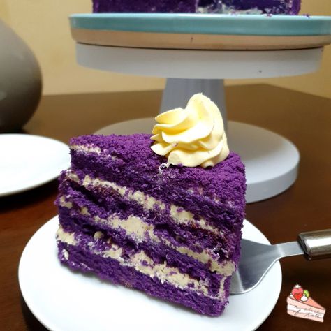 Ube Cake (Filipino Purple Yam Cake) – A Slice of Kate Ube Coconut Cake, Ube Yema Cake, Ube Cake Recipes, Best Ube Cake Recipe, Ube Flan Cake Recipe, Ube Custard Cake, Ube Leche Flan Cake, Ube Custard, Yam Cake Recipe