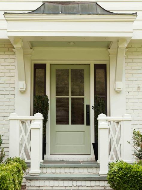 Front Door Overhang, Door Overhang, Portico Design, Front Door Paint Colors, Metal House Numbers, House Facade, Front Porch Design, Door Paint Colors, Address Signs