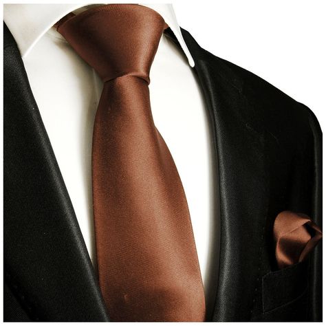 Solid Brown Necktie and Pocket Square Graduation Attire, Pocket Square Styles, Butterfly Photography, Wedding Autumn, Mens Wedding Attire, Black Suit Men, Groom And Groomsmen Attire, Solid Brown, Black Tuxedo