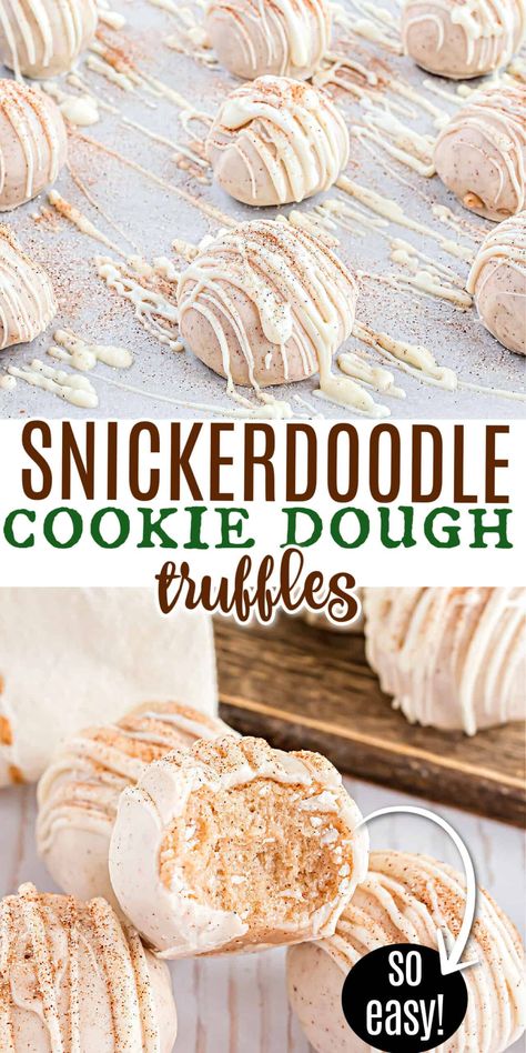 Snickerdoodle Truffle Recipe, Cinnamon Roll Truffles, Chocolate Covered Truffles, Cake Balls Recipe Christmas, Sugar Cookie Truffles No Bake, Easy Truffles No Bake, Cookie Truffle Balls, Cake Truffle Balls, Snickerdoodle Balls