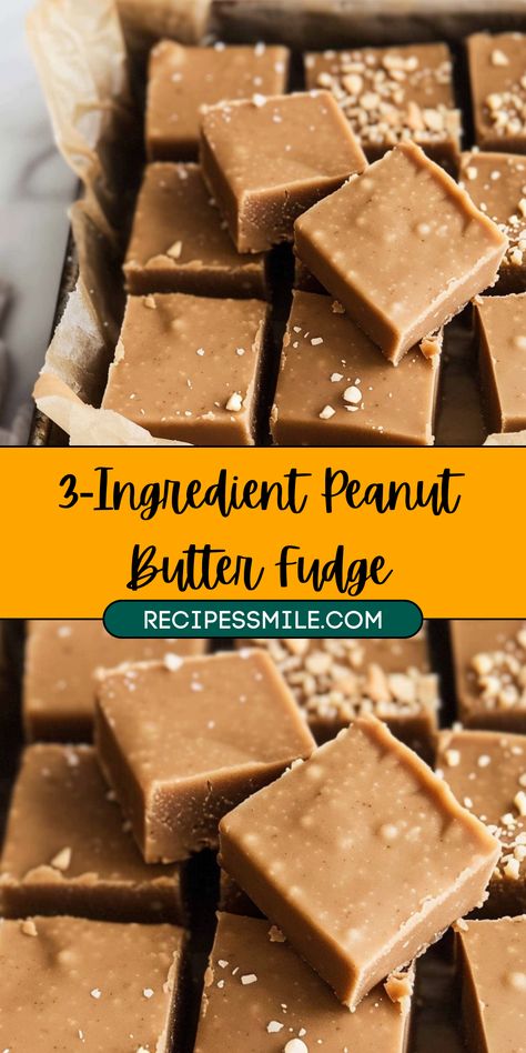 This 3-ingredient peanut butter fudge is the ultimate no-bake dessert that combines rich peanut butter with powdered sugar and melted butter for a creamy, melt-in-your-mouth treat. With minimal prep and no oven required, this simple fudge is perfect for peanut butter lovers. It's an easy and quick recipe that’s ideal for snacks, parties, or homemade gifts. Satisfy your sweet tooth with this indulgent, no-fuss fudge. Pillsbury Peanut Butter Fudge, Applesauce And Peanut Butter Powder, 5 Minute Peanut Butter Fudge, 3 Ingredients Peanut Butter Fudge, Peanut Butter Fudge Healthy, Easy Peanut Butter Recipes Desserts, Easy Fudge Peanutbutter, School Peanut Butter Squares, Peanut Butter Fudge 3 Ingredient