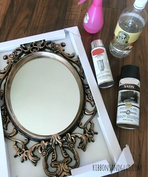 Supplies to make a Spooky Halloween Mirror Spooky Halloween Mirror Diy, How To Decorate A Mirror For Halloween, Halloween Picture Frame Ideas, Spooky Mirror Diy, Halloween Mirror Ideas, Halloween Mirror Decorations, Halloween Mirror Diy, Diy Halloween Mirror, Halloween Mirror Decor