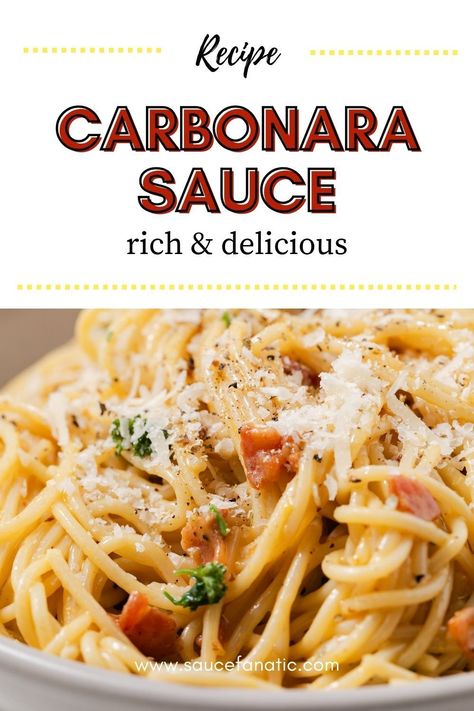 This Carbonara recipe is so easy to make and it’s the classic Italian way! The simple Carbonara Sauce uses only eggs, parmesan, and parsley. There’s no cream! Easy Carbonara Sauce, Carbonara Sauce Recipe, Italian Gravy, Creamy Sauces, Easy Marinara Sauce, Basil Pesto Sauce, Carbonara Sauce, Dinner Favorites, Carbonara Recipe