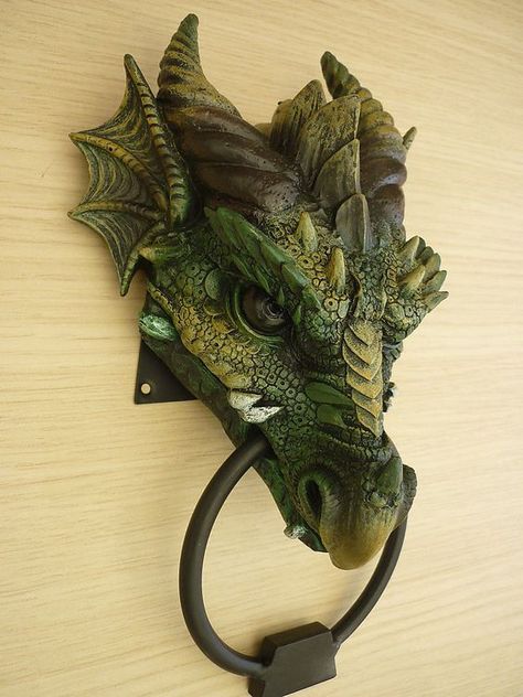 GOTHIC DRAGON HEAD DOOR KNOCKER - AMAZING! | eBay: Garden Ideas Minecraft, Polymer Clay Fairy Garden, Clay Fairy Garden, Diy Polymer Clay, Fairy Garden Ideas, Gothic Dragon, Clay Fairy, Door Knobs And Knockers, Polymer Clay Fairy