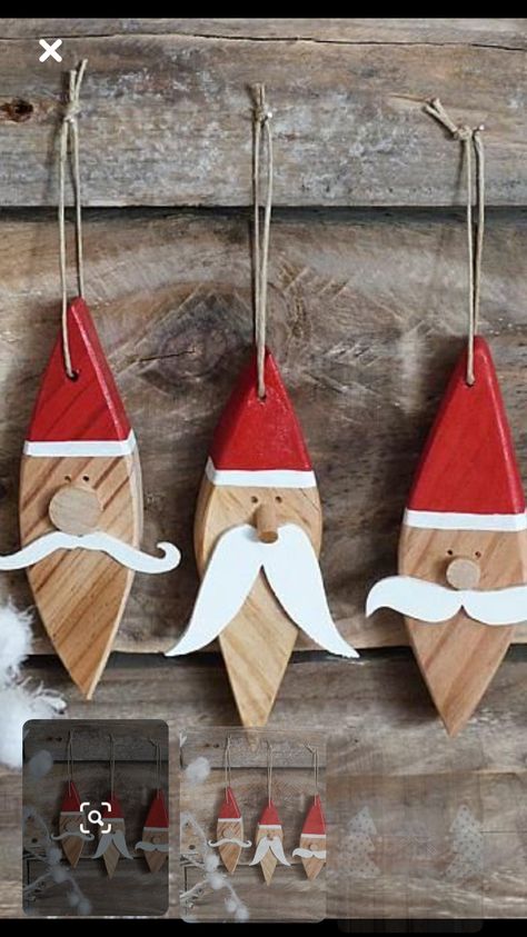 Cone Ornaments, Wood Christmas Decorations, Xmas Art, Christmas Diy Wood, Ideas Navideñas, Wooden Christmas Crafts, Santa Crafts, Wooden Christmas Decorations, Wooden Santa