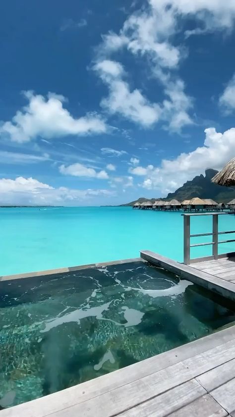 Trip To Bora Bora, Beachfront Villa, Mystical Places, Four Seasons Resort, Overwater Bungalows, Natural Swimming Pool, Family Vacation Destinations, Luxury Pool, Paradise On Earth