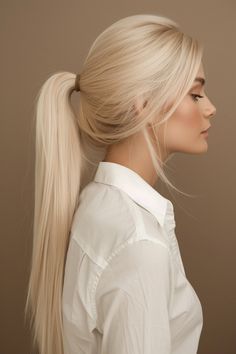 White Honey Blonde Hair, Cool Platinum Blonde Hair, Hair Color Icy Blonde, Honey Platinum Blonde, Warm Platinum Blonde Hair, Blonde Hair Ponytail, Icy Platinum Blonde Hair, Blonde Platinum Hair, Long Platinum Blonde Hair