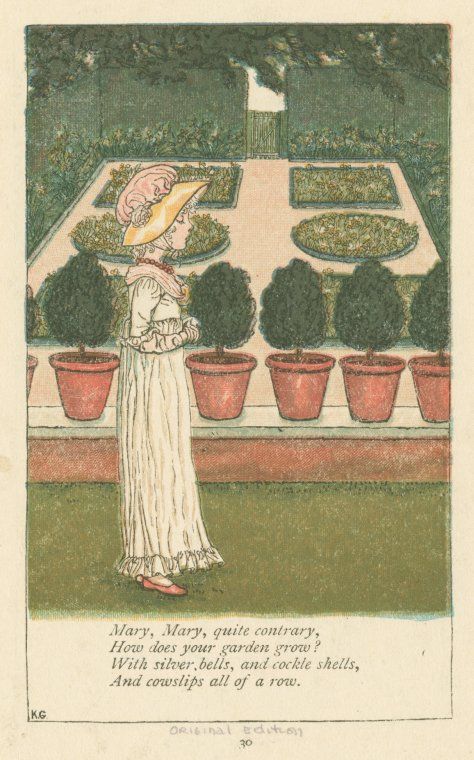 Menagerie Aesthetic, Mary Mary Quite Contrary, Old Nursery Rhymes, Mary Quite Contrary, Kate Greenaway, Mary Mary, Mother Goose, Wood Engraving, Garage Sale