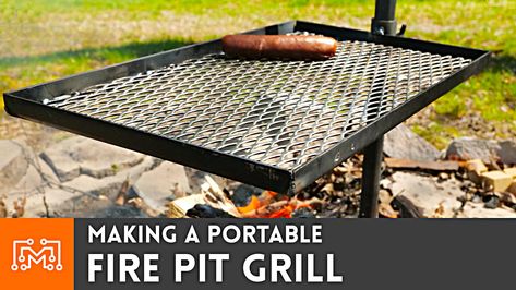 I wanted to make a portable grill that fit on our farm's fire pit. Actually, I wanted it to fit over any fire pit, so I used some scrap metal to make a quick, portable grill. Check it out at Diy Steel Fire Pit, Portable Fire Pit Ideas, Fire Pit Grill Grate, Pit Cooking, Fire Pit Grate, Make A Fire Pit, Make A Fire, Fire Pit Cooking, Diy Grill