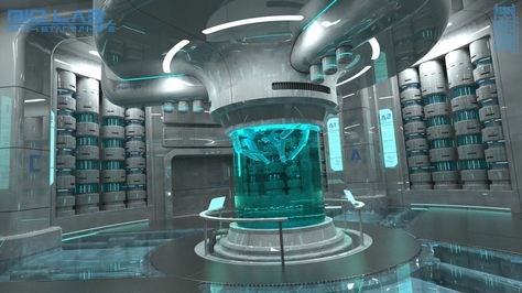 Bio Lab by Cementiet Scifi Lab, Futuristic Laboratory, Sci Fi Laboratory, Spaceship Interior, Sci Fi Environment, Futuristic Interior, Science Lab, Futuristic Technology, Environment Design