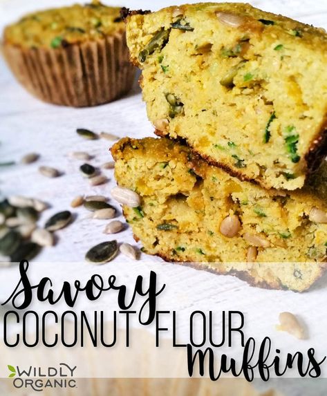 Loaded Muffins, Recipe With Pumpkin, Coconut Flour Muffins, Savory Muffins Recipes, Coconut Flour Recipes, Raw Pumpkin Seeds, Portable Snacks, Savory Muffins, Inflammatory Diet