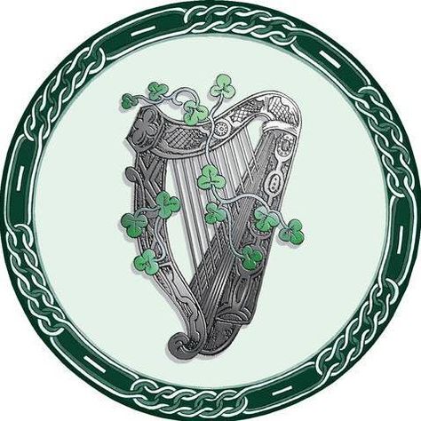 Irish Harp Irish Harp Tattoo, Irish Shamrock Tattoo, Celtic Tattoos For Men, Ireland Tattoo, Celtic Tattoo Designs, Shamrock Tattoos, Ireland History, Celtic Harp, Irish Harp