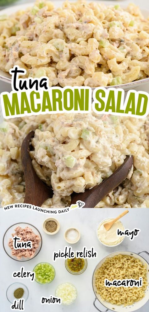 Tuna Salad with Noodles Tuna Salad With Noodles, Salad With Noodles, Macaroni Salad Ingredients, Tuna Macaroni Salad, Spaghetti Salad, Tuna Salad Pasta, Macaroni Salad Recipe, Cucumber Sandwiches, Tuna Recipes