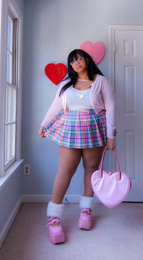 Plus Size Aesthetic Outfits, Plus Size Kawaii, Plus Size Posing, Anime School, Cosplay Kawaii, Chubby Fashion, Girl Cat, Kawaii Fashion Outfits, Clothing Plus Size