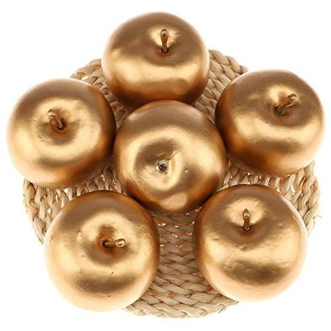 Gresorth 6 PCS Artificial Gold Apple Fake Apples Fruit Home Party Christmas Decoration Gresorth Fake Fruit Decor, Entryway Decorating, Mulberry Fruit, Vintage Wedding Favors, Fall Entryway, Gold Lanterns, Fake Fruit, White Ginger Jars, Fall Kitchen Decor