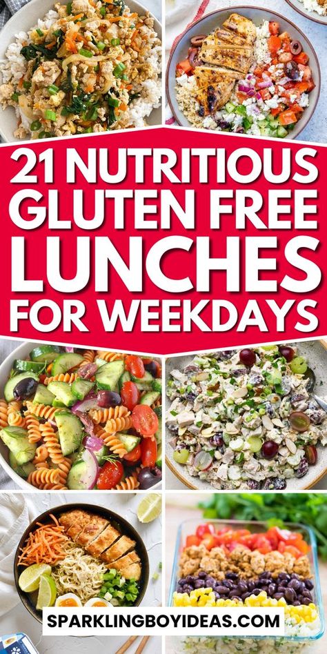 Gluten free lunch ideas are perfect for everyone. Discover healthy gluten-free lunch recipes. Prepare quick gluten-free meal prep for the week. Enjoy gluten-free sandwiches, gluten-free wraps, and gluten-free bento box ideas. Try gluten-free salad recipes, kid-friendly gluten-free meals, and gluten-free soups. Make gluten-free pasta salads and gluten-free lunch bowls. Find gluten-free snacks, gluten-free quinoa recipes, and gluten-free rice dishes for delicious gluten-free recipes. Gluten Free Food Prep For The Week, Easy Gluten Free Meals For One, Gluten Free No Cook Meals, Gluten Free Lunch Recipes Easy, Gluten Free Camping Recipes, Gluten Free Lunch For A Crowd, Cold Gluten Free Meals, Gf Lunch Recipes, Lunch Ideas For Work Gluten Free