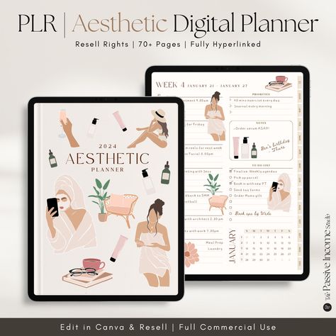 PLR Resell Rights | Aesthetic Digital Planner Template Kit | That Girl Digital Planner | Digital Download | 2024 Planner plannerlovers #moneyplanner🍞. Aesthetic Digital Planner Template, Aesthetic Digital Planner, Digital Planner Template, Planer Cover, 52 Week Savings Challenge, Aesthetic Planner, Daily Planner Pages, Weekly Monthly Planner, Routine Planner