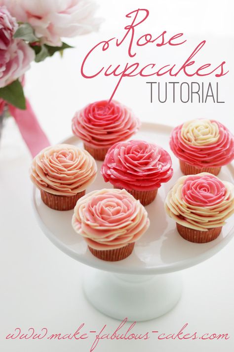 Buttercream Roses, Cake Piping, Marshmallow Fondant, Rolling Fondant, Buttercream Frosting Recipe, Rose Cupcakes, Salty Cake, Valentines Cupcakes, Buttercream Recipe