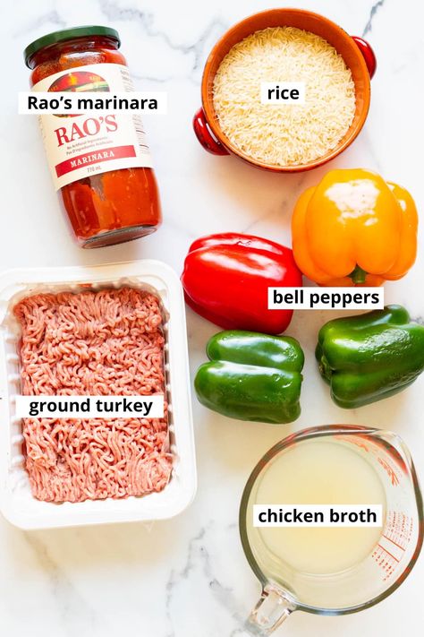 Deconstructed Stuffed Peppers Skillet Stuffed Peppers Skillet, Deconstructed Stuffed Peppers, Healthy Hamburger Helper, Ground Chicken Stuffed Peppers, Chicken Rice Skillet, Healthy Hamburger, Rice Skillet, Stuffed Pepper, Turkey Chicken