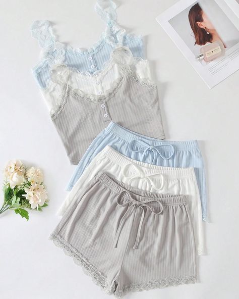 ✨Pre-order only, S(8) - XL(16)✨ Sleepover Matching Pajamas, Cute Lingere, Pajama Aesthetic, Pyjamas Summer, Matching Pj Set, Sleep Outfit, Soft Pjs, Sleep Sets, Sleepwear Women Pajamas