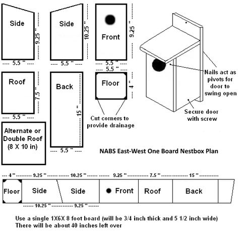 House Plan With Measurements, Bluebird House Plans, Bird House Plans Free, Bluebird House, Bird House Feeder, Wooden Bird Houses, Bird House Plans, Bird House Kits, Bird Aviary