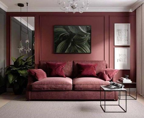 Coral Home Decor, Burgundy Living Room, Pink Couch, Red Living, Interior Design Per La Casa, Living Room Decor Colors, Living Room Red, Living Room Trends, Design Del Prodotto