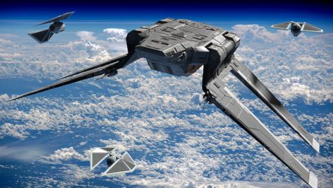 Star Wars #starwars zeta class imperial cargo shuttle tie striker rogue one Star Wars Starfighter, Star Wars Novels, Star Wars Spaceships, Star Wars The Old, Star Wars Vehicles, Space Battles, Sci Fi Ships, Star Wars Concept Art, Star Wars Empire