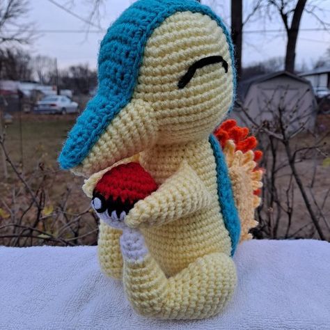 Pokemon Cyndaquil Amigurumi (Crochet Toy) Crochet Cyndaquil, Pokemon Cyndaquil, Pokémon Crochet, Felt Eyes, Embroidered Eyes, Fire Starter, All Pokemon, Crochet Toy, Fire Starters